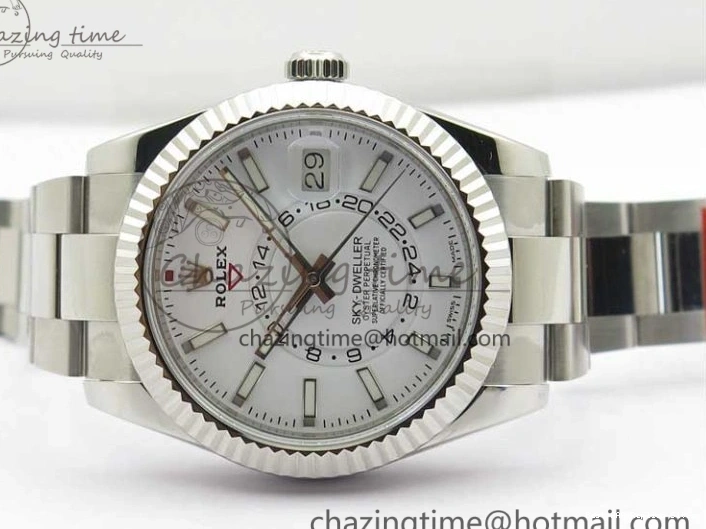 Good Copy Rolex Watches Noob Asian Sky-Dweller Best White SS 1:1 Bracelet 326934 23J Edition to TechFriendly 2880 SS Dial on 0111